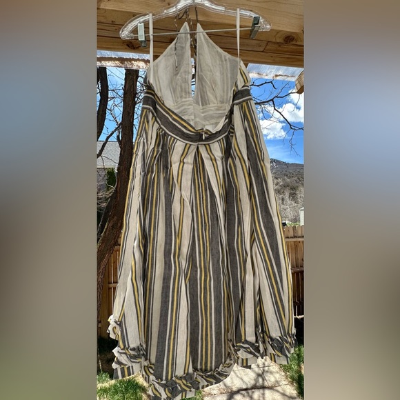 J Crew Sylvan Halter Dress Backless Striped Ruffles Linen cotton size 14… - Picture 10 of 16